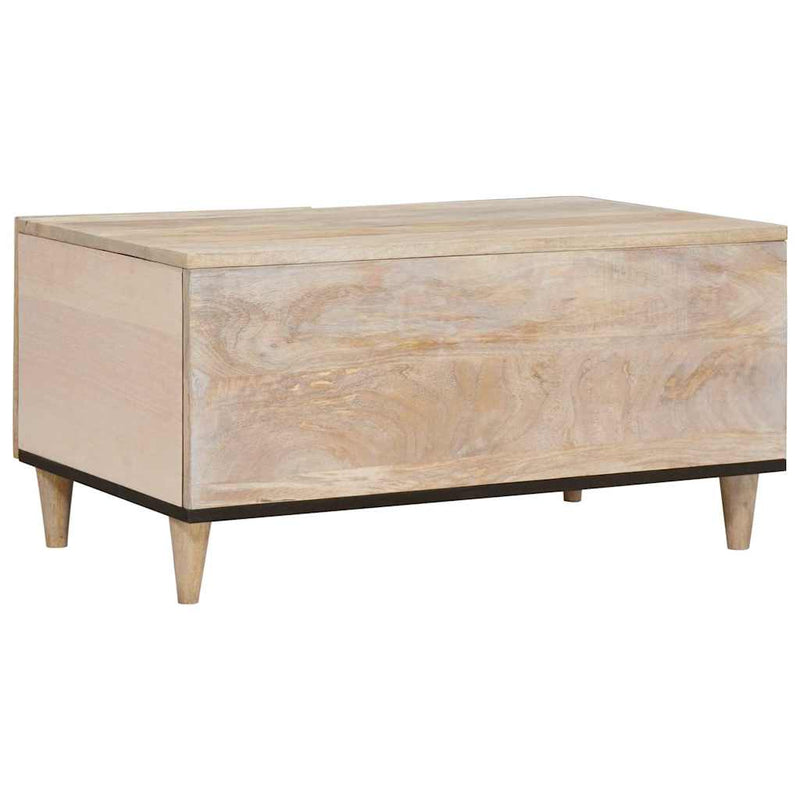 vidaXL Dohányzóasztal polcokkal Bézs 80 x 50 x 40 cm tömör mangófa