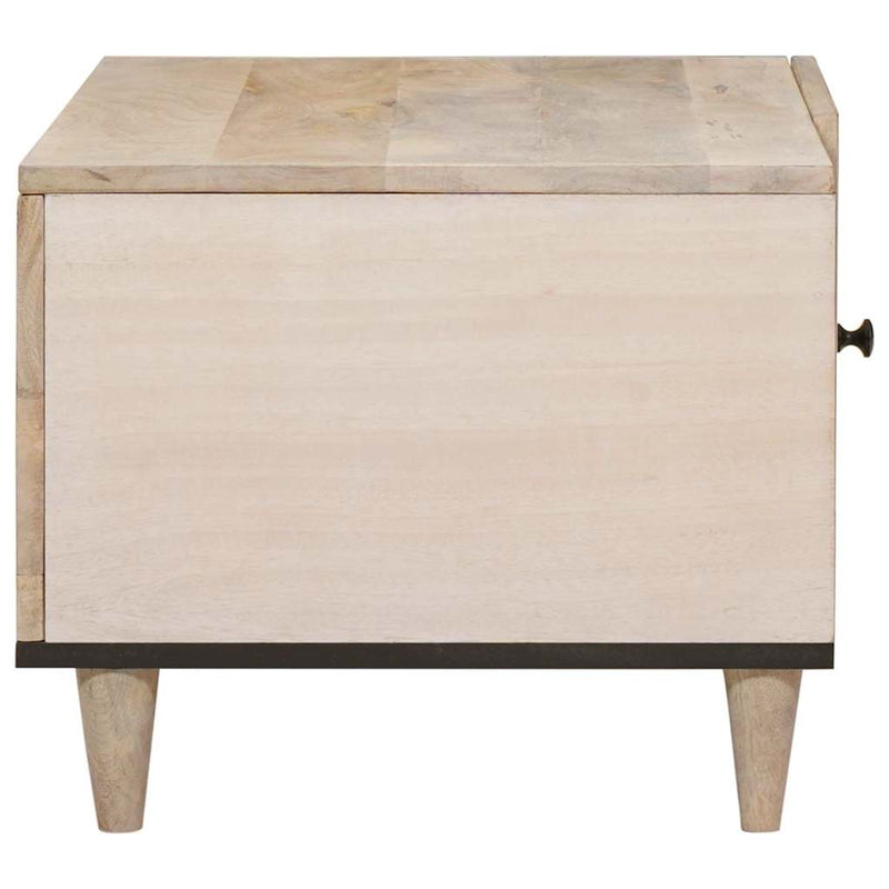 vidaXL Dohányzóasztal polcokkal Bézs 80 x 50 x 40 cm tömör mangófa