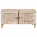 vidaXL Dohányzóasztal tárolóval Bézs 80 x 50 x 40 cm Tömör akácfa