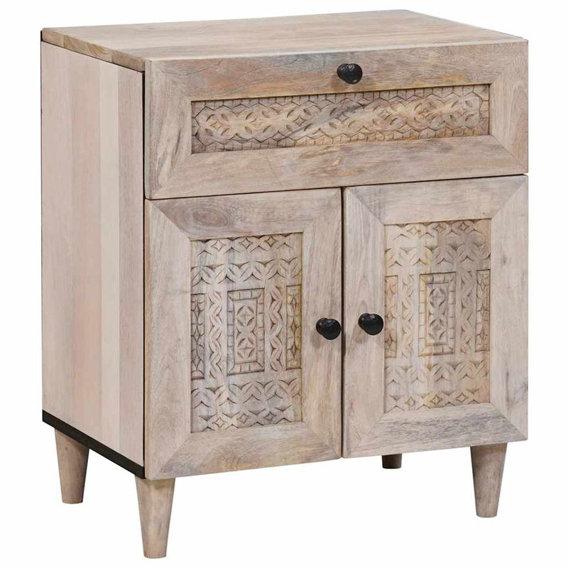 vidaXL Éjjeli asztal fiókkal Bézs 50 x 33 x 60 cm tömör mangófa