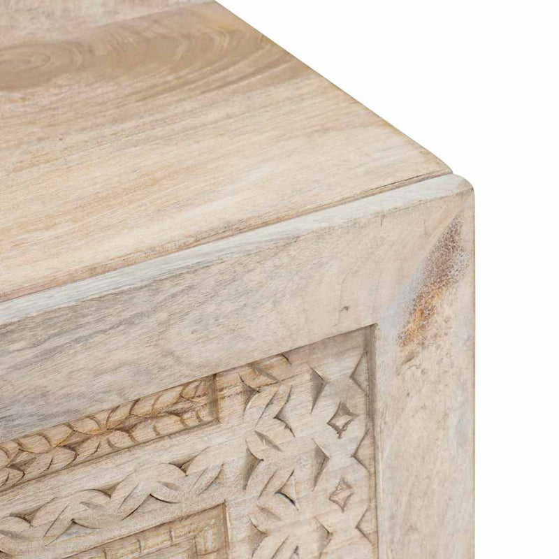 vidaXL Dohányzóasztal polcokkal Bézs 100 x 54 x 40 cm tömör mangófa