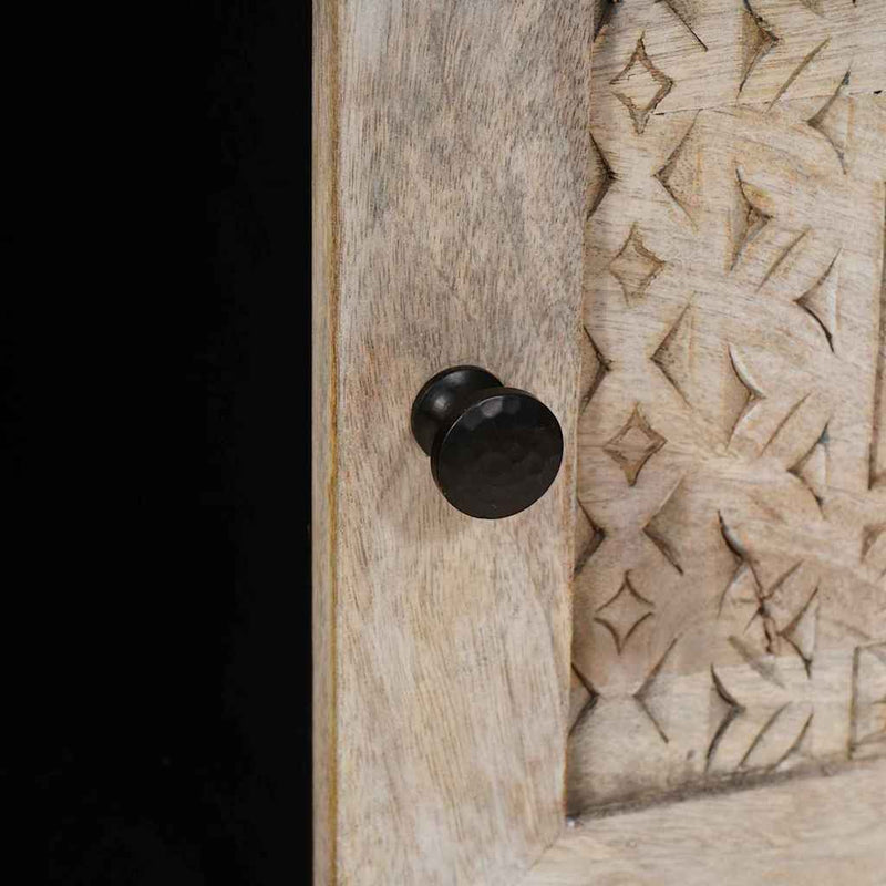 vidaXL Dohányzóasztal polcokkal Bézs 100 x 54 x 40 cm tömör mangófa