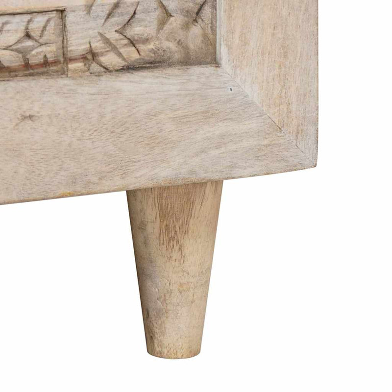 vidaXL Dohányzóasztal polcokkal Bézs 100 x 54 x 40 cm tömör mangófa