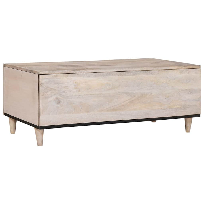 vidaXL Dohányzóasztal polcokkal Bézs 100 x 54 x 40 cm tömör mangófa