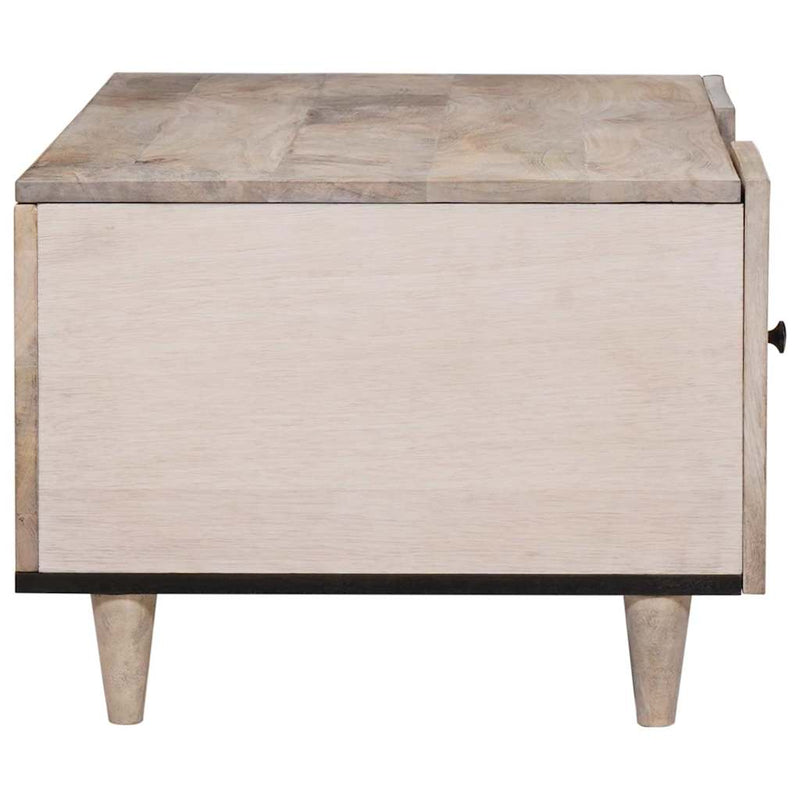 vidaXL Dohányzóasztal polcokkal Bézs 100 x 54 x 40 cm tömör mangófa