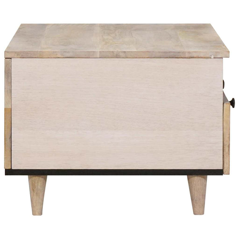 vidaXL Dohányzóasztal fiókkal Fehér 80 x 54 x 40 cm tömör mangófa
