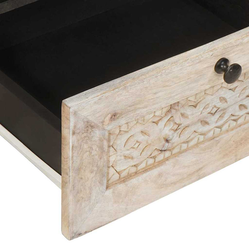 vidaXL TV szekrény fiókkal Fehér 105 x 33 x 46 cm tömör mangófa