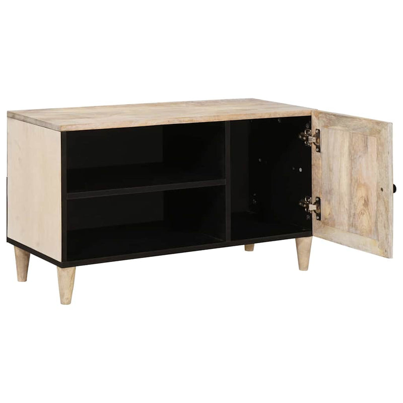 vidaXL TV szekrény polcokkal Fehér 80 x 33 x 46 cm tömör mangófa