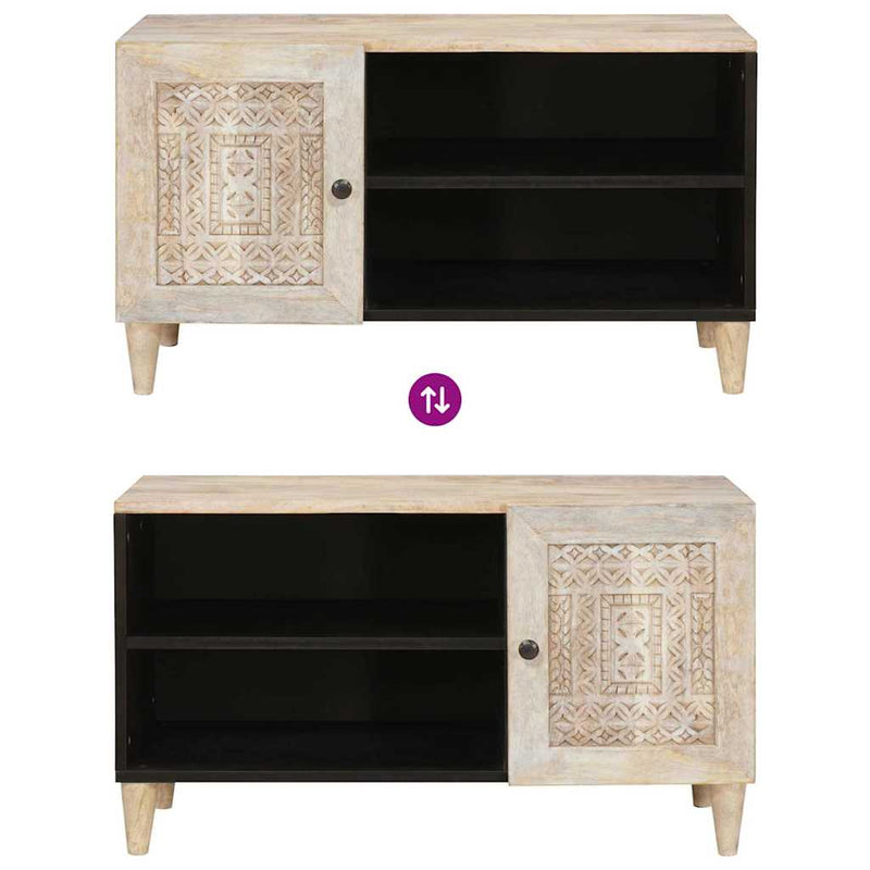 vidaXL TV szekrény polcokkal Fehér 80 x 33 x 46 cm tömör mangófa