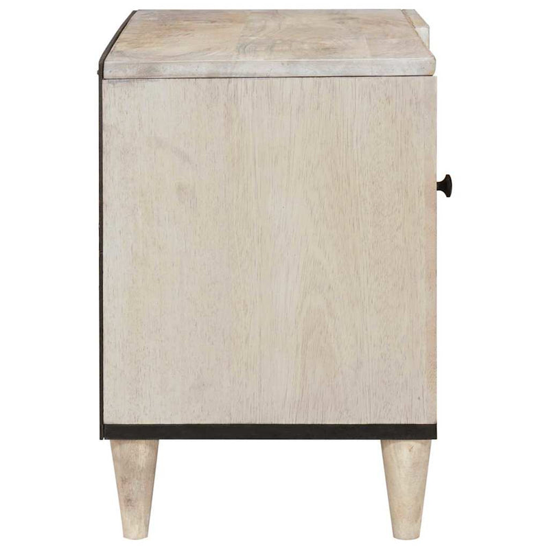 vidaXL TV szekrény polcokkal Fehér 80 x 33 x 46 cm tömör mangófa