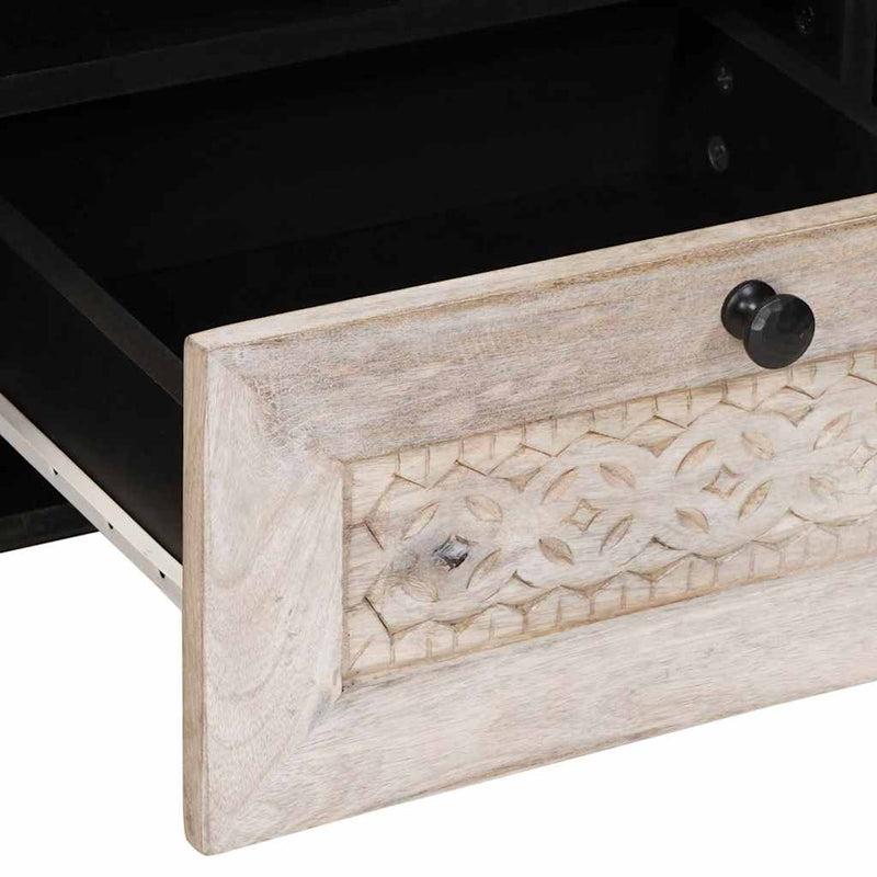 vidaXL TV szekrény fiókkal Fehér 105 x 33 x 46 cm tömör mangófa
