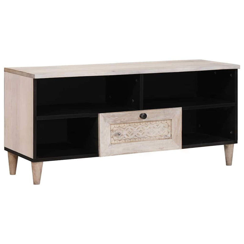 vidaXL TV szekrény fiókkal Fehér 105 x 33 x 46 cm tömör mangófa