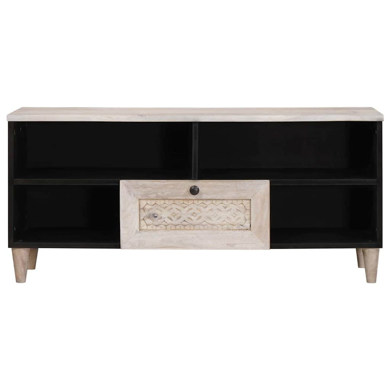 vidaXL TV szekrény fiókkal Fehér 105 x 33 x 46 cm tömör mangófa