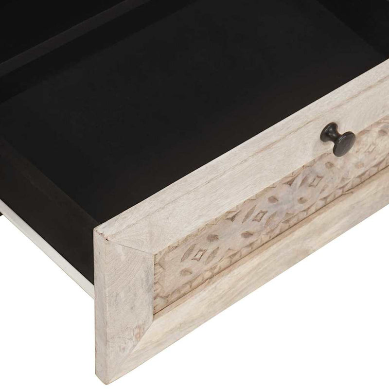 vidaXL TV szekrény fiókkal Fehér 80 x 33 x 46 cm tömör mangófa