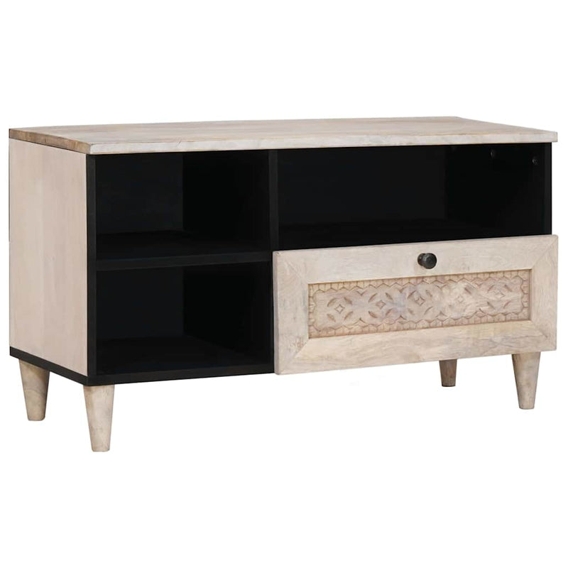 vidaXL TV szekrény fiókkal Fehér 80 x 33 x 46 cm tömör mangófa