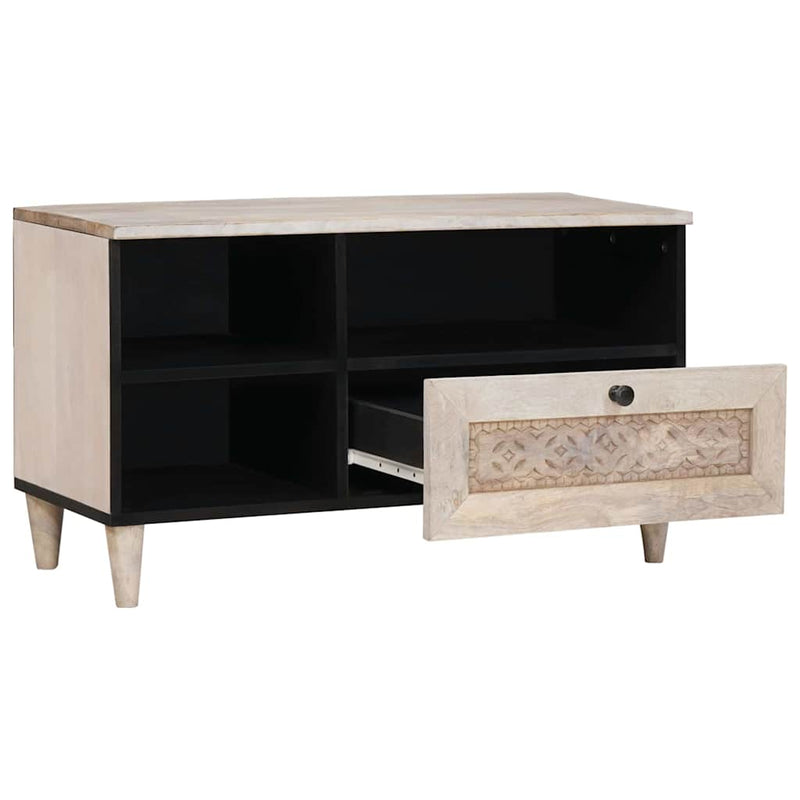 vidaXL TV szekrény fiókkal Fehér 80 x 33 x 46 cm tömör mangófa