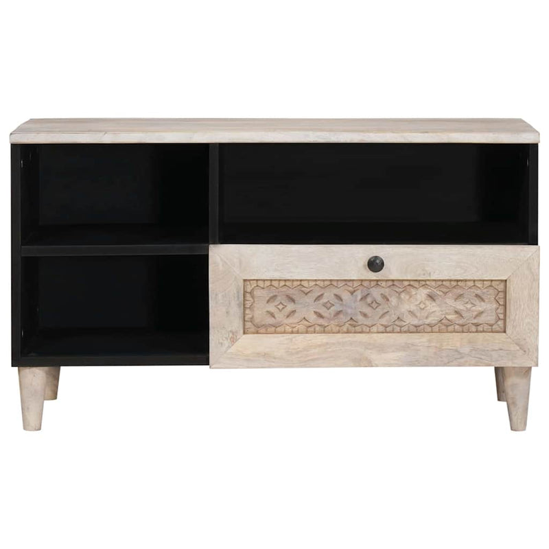 vidaXL TV szekrény fiókkal Fehér 80 x 33 x 46 cm tömör mangófa