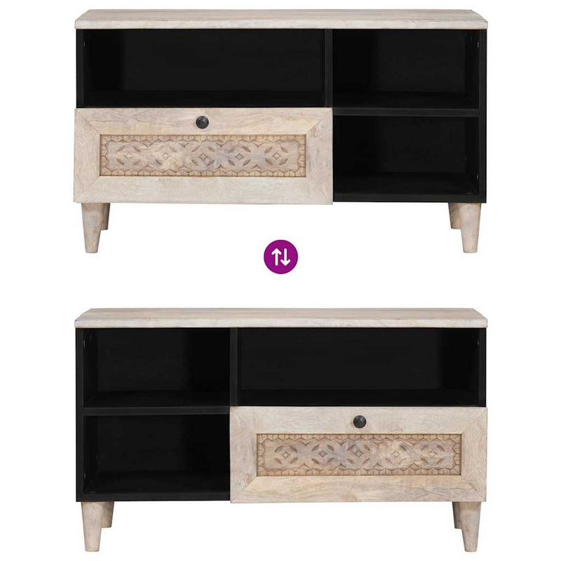 vidaXL TV szekrény fiókkal Fehér 80 x 33 x 46 cm tömör mangófa