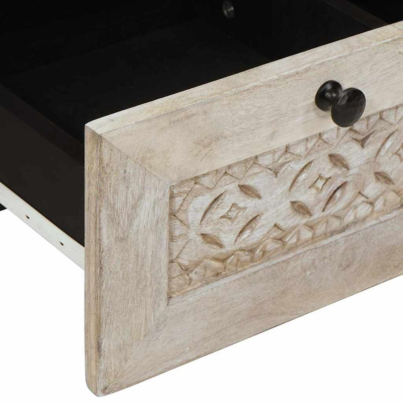 vidaXL TV szekrény fiókkal Fehér 100 x 33 x 46 cm tömör mangófa