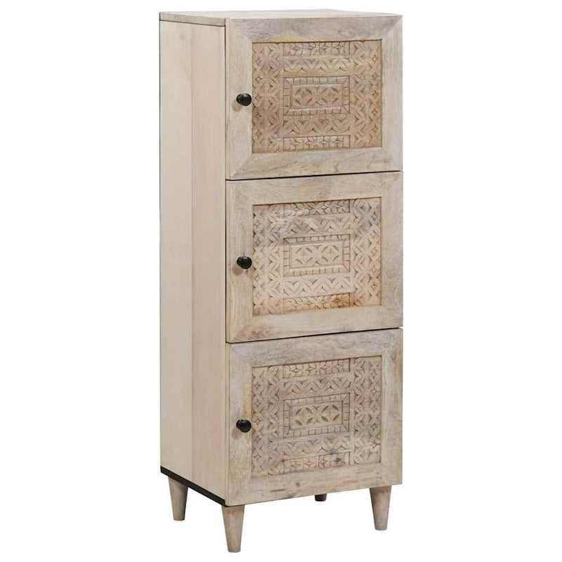 vidaXL Magasfiú polcokkal ajtóval Fehér 40 x 33 x 110 cm tömör mangófa