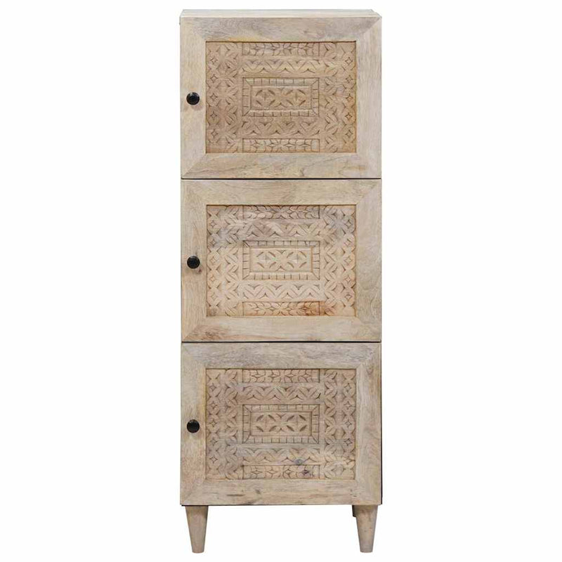 vidaXL Magasfiú polcokkal ajtóval Fehér 40 x 33 x 110 cm tömör mangófa