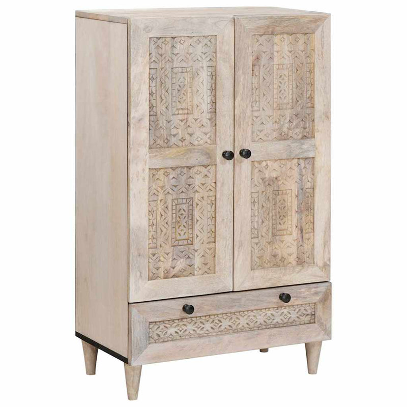 vidaXL Magasfiú fiókkal polcokkal Fehér 60 x 33 x 100 cm tömör mangófa