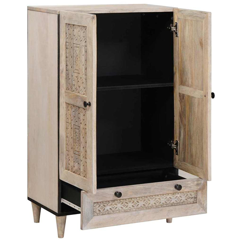 vidaXL Magasfiú fiókkal polcokkal Fehér 60 x 33 x 100 cm tömör mangófa