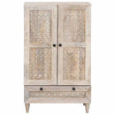 vidaXL Magasfiú fiókkal polcokkal Fehér 60 x 33 x 100 cm tömör mangófa