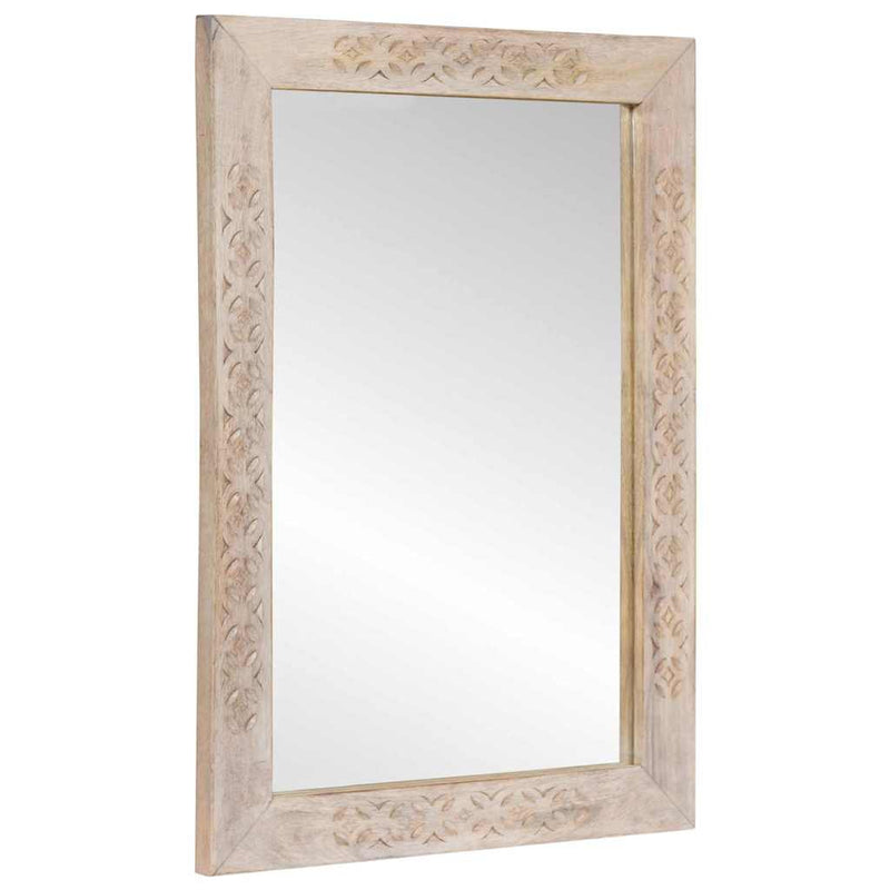 vidaXL Tükör tükörrel Fehér 57 x 70 x 3 cm tömör mangófa