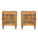 vidaXL Éjjeliszekrény 2 pcs Természetes 40 x 33 x 46 cm Tömör Mangófát