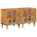 vidaXL Éjjeliszekrény 2 pcs Természetes 40 x 33 x 46 cm Tömör Mangófát
