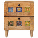 vidaXL Éjjeliszekrény 2 pcs Természetes 40 x 33 x 46 cm Tömör Mangófát