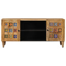 vidaXL TV szekrény ajtóval Természetes 105 x 33 x 46 cm Tömör Mangófát