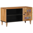 vidaXL TV szekrény ajtóval Természetes 80 x 33 x 46 cm Tömör Mangófát