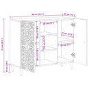vidaXL Széf polcokkal tárolóval Barna 90 x 33,5 x 75 cm Tömör Mangófát