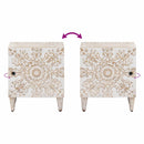 vidaXL Éjjeliszekrény 2 pcs Fehér 40 x 33,5 x 46 cm Tömör Mangófát