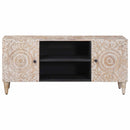 vidaXL TV szekrény tárolóval Fehér 105 x 33,5 x 46 cm Tömör Mangófát