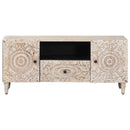 vidaXL TV szekrény fiókkal Fehér 105 x 33,5 x 46 cm Tömör Mangófát