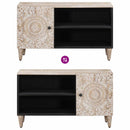vidaXL TV szekrény polcokkal Fehér 80 x 31,5 x 46 cm Tömör Mangófát