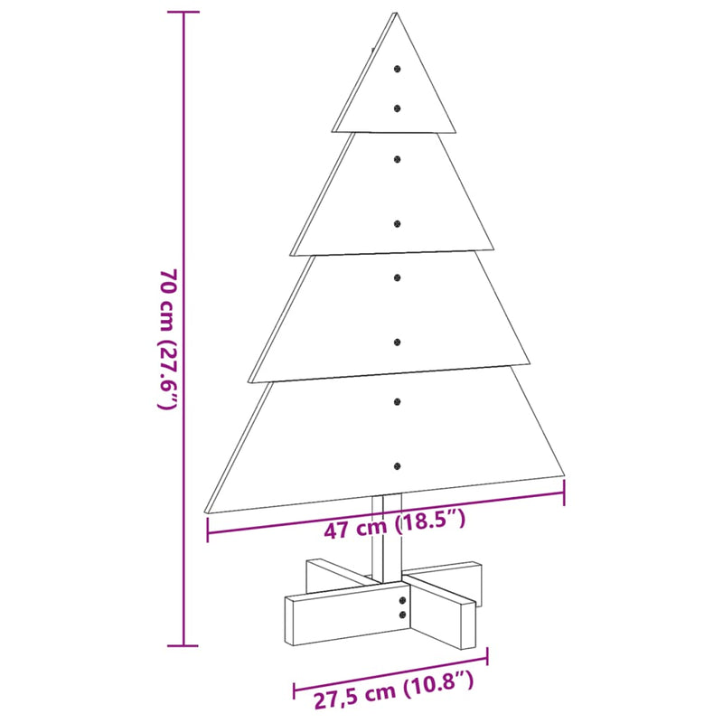 vidaXL tömör fenyő karácsonyfa-dekoráció 70 cm