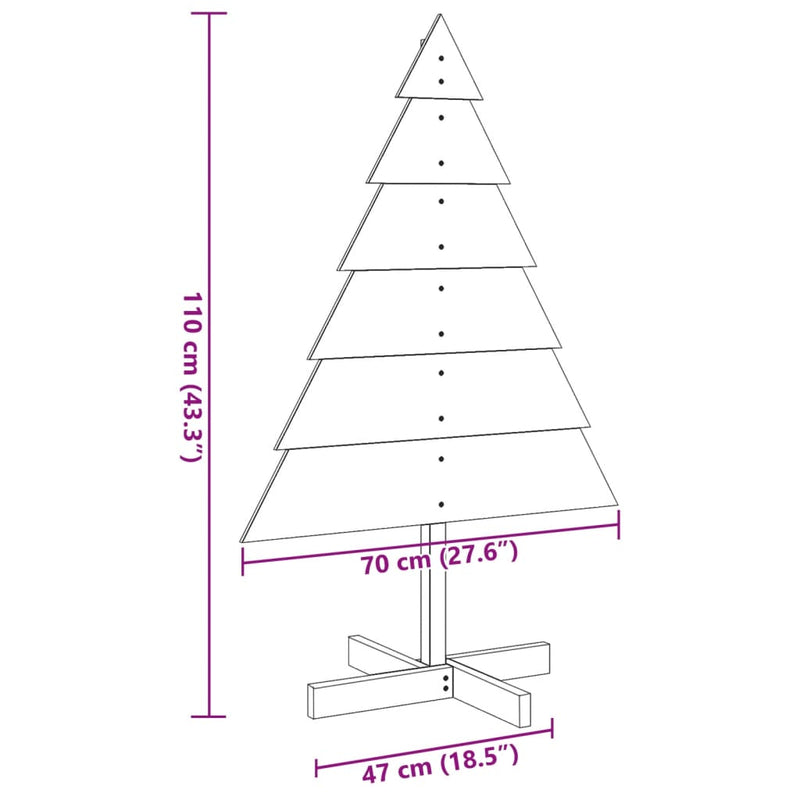 vidaXL tömör fa karácsonyfa-dekoráció 110 cm