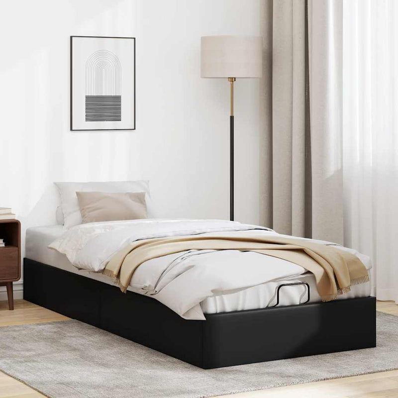 vidaXL Ottomán ágykeret matrac nélkül fekete 80x200 cm műbőr