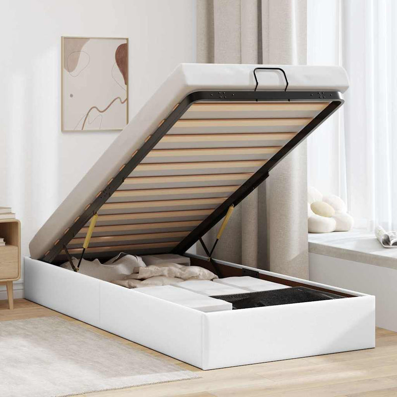 vidaXL Ottomán ágykeret matrac nélkül fehér 80x200 cm műbőr