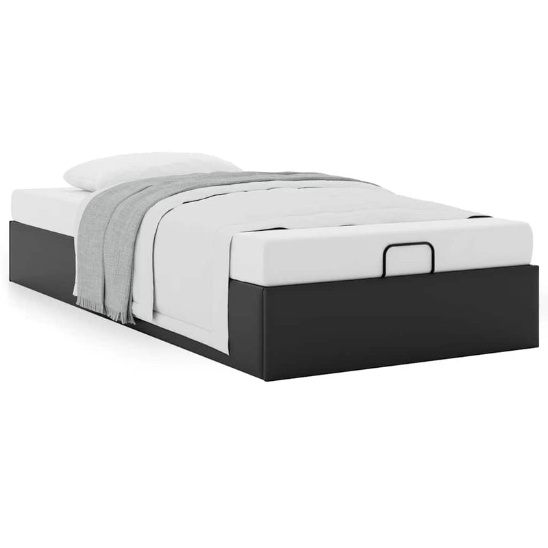 vidaXL Ottomán ágykeret matrac nélkül fekete 90x190 cm műbőr
