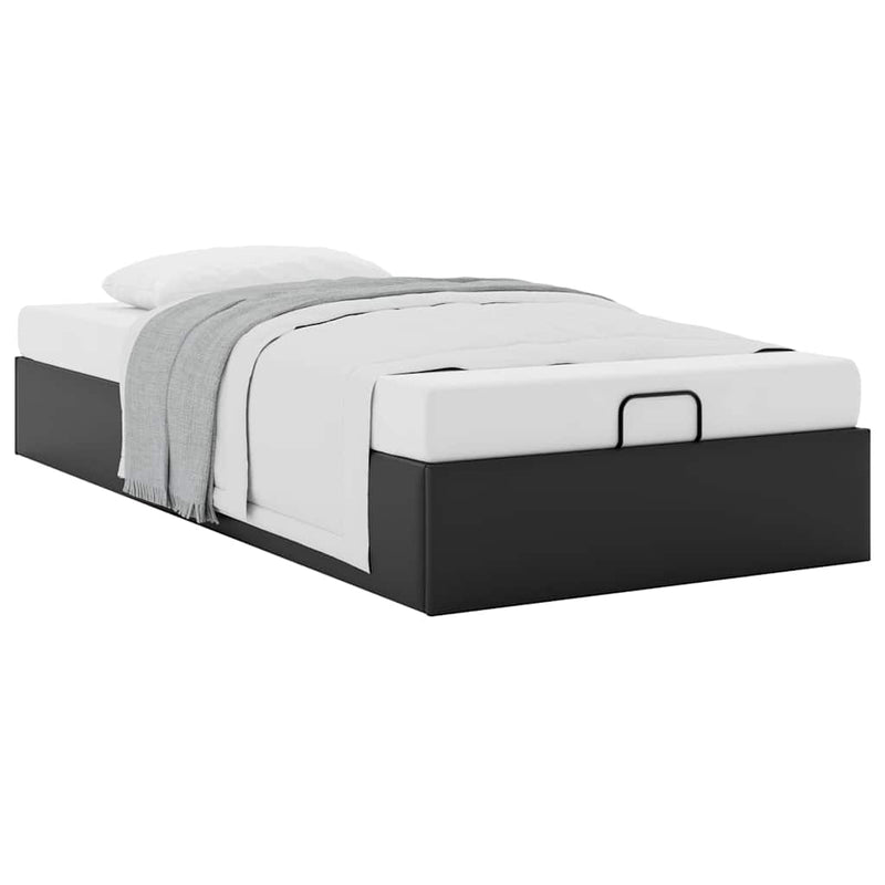 vidaXL Ottomán ágykeret matrac nélkül fekete 90x190 cm műbőr