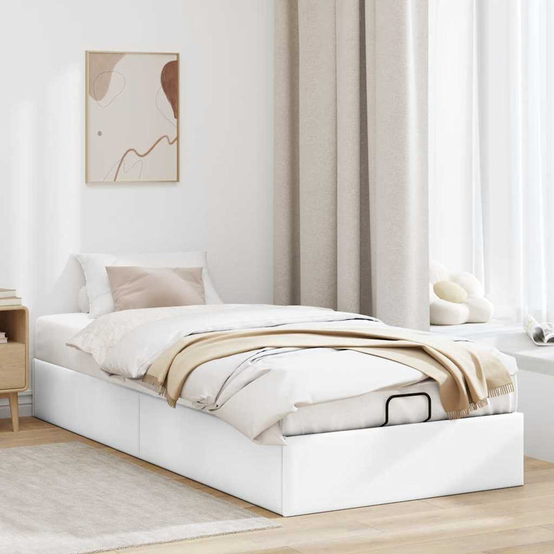 vidaXL Ottomán ágykeret matrac nélkül fehér 90x200 cm műbőr