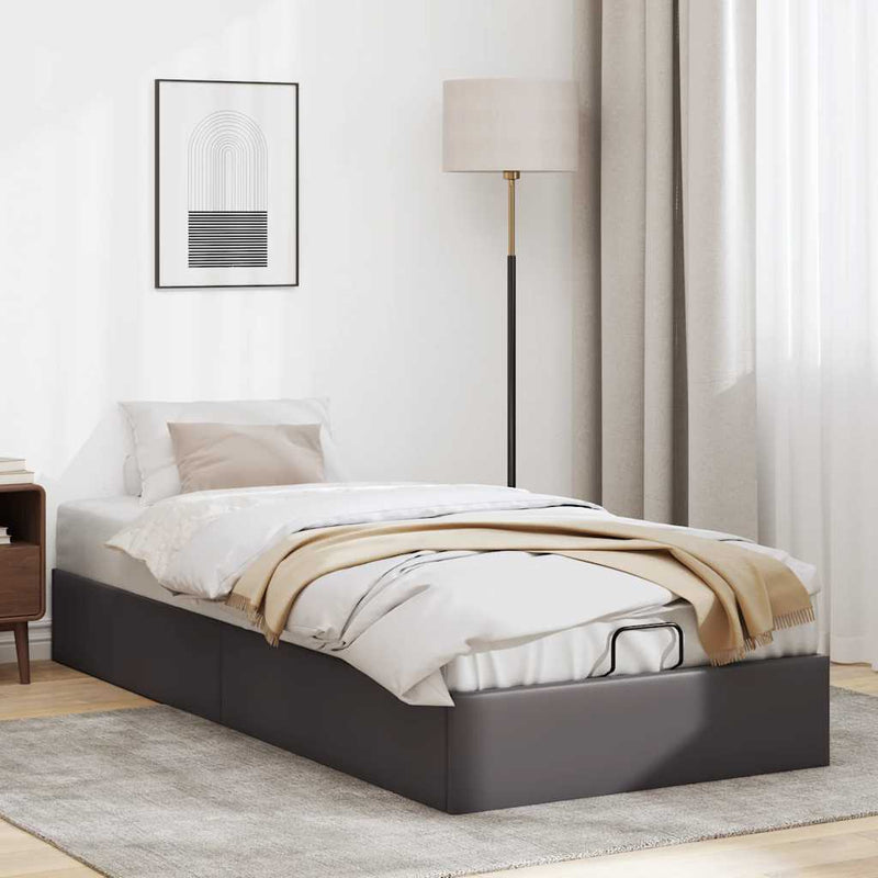 vidaXL Ottomán ágykeret matrac nélkül szürke 90x200 cm műbőr