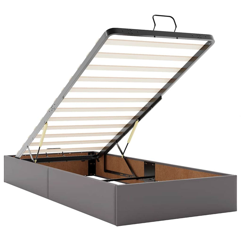 vidaXL Ottomán ágykeret matrac nélkül szürke 90x200 cm műbőr