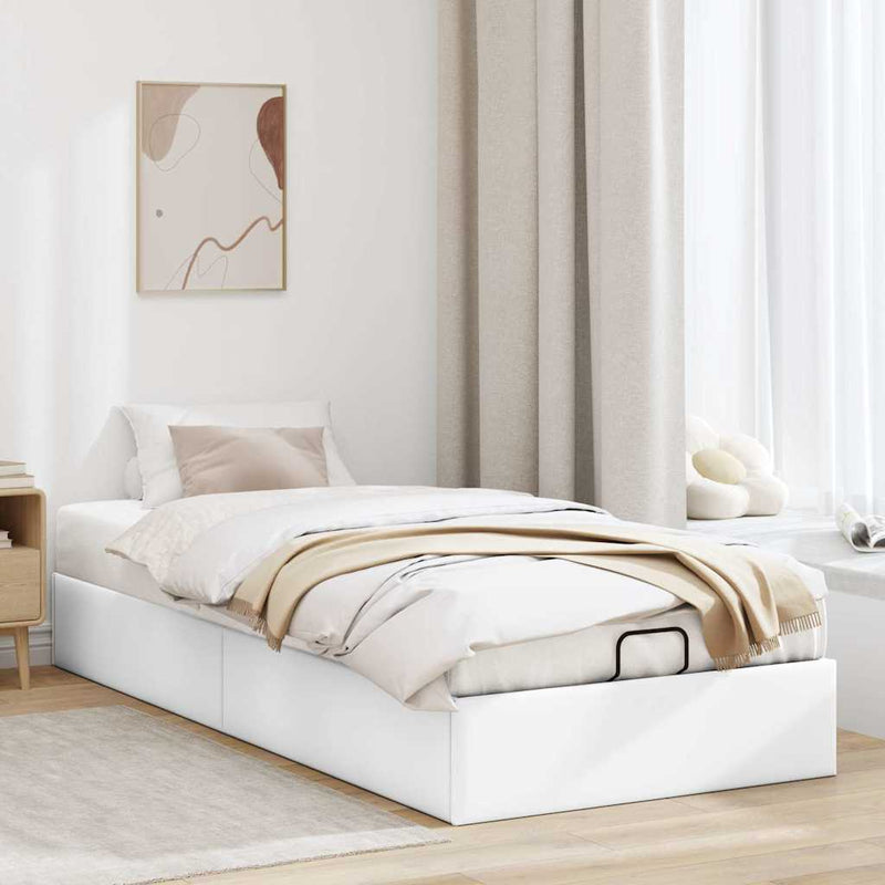 vidaXL Ottomán ágykeret matrac nélkül fehér 100x200 cm műbőr