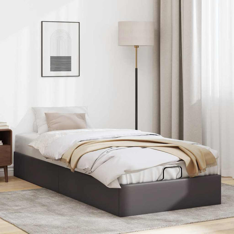 vidaXL Ottomán ágykeret matrac nélkül szürke 100x200 cm műbőr